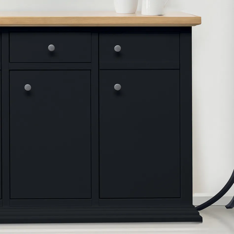 Credenza con Struttura in Particelle di Legno Impiallacciato Made in Italy - Odino Viadurini