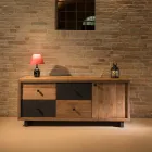 Credenza da Interno con un'Anta, 4 Cassetti e Piedi in Metallo - Slide Viadurini