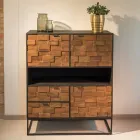 Credenza da Interno in Legno Riciclato Patchwork e Base in Metallo - Slide Viadurini