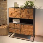Credenza da Interno in Legno Riciclato Patchwork e Base in Metallo - Slide Viadurini