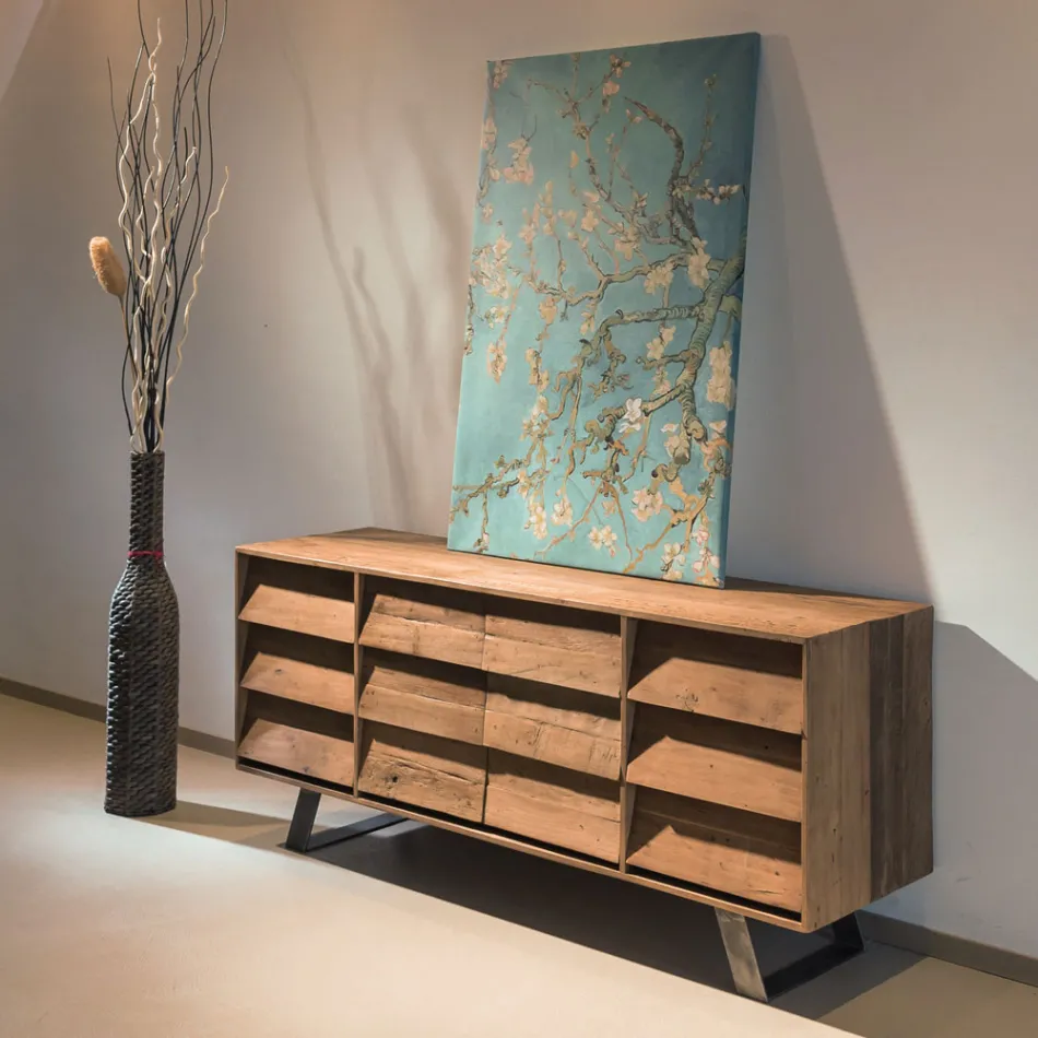 Credenza da Soggiorno con 2 Ante Centrali e 6 Cassetti Laterali - Slide Viadurini