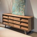 Credenza da Soggiorno con 2 Ante Centrali e 6 Cassetti Laterali - Slide
