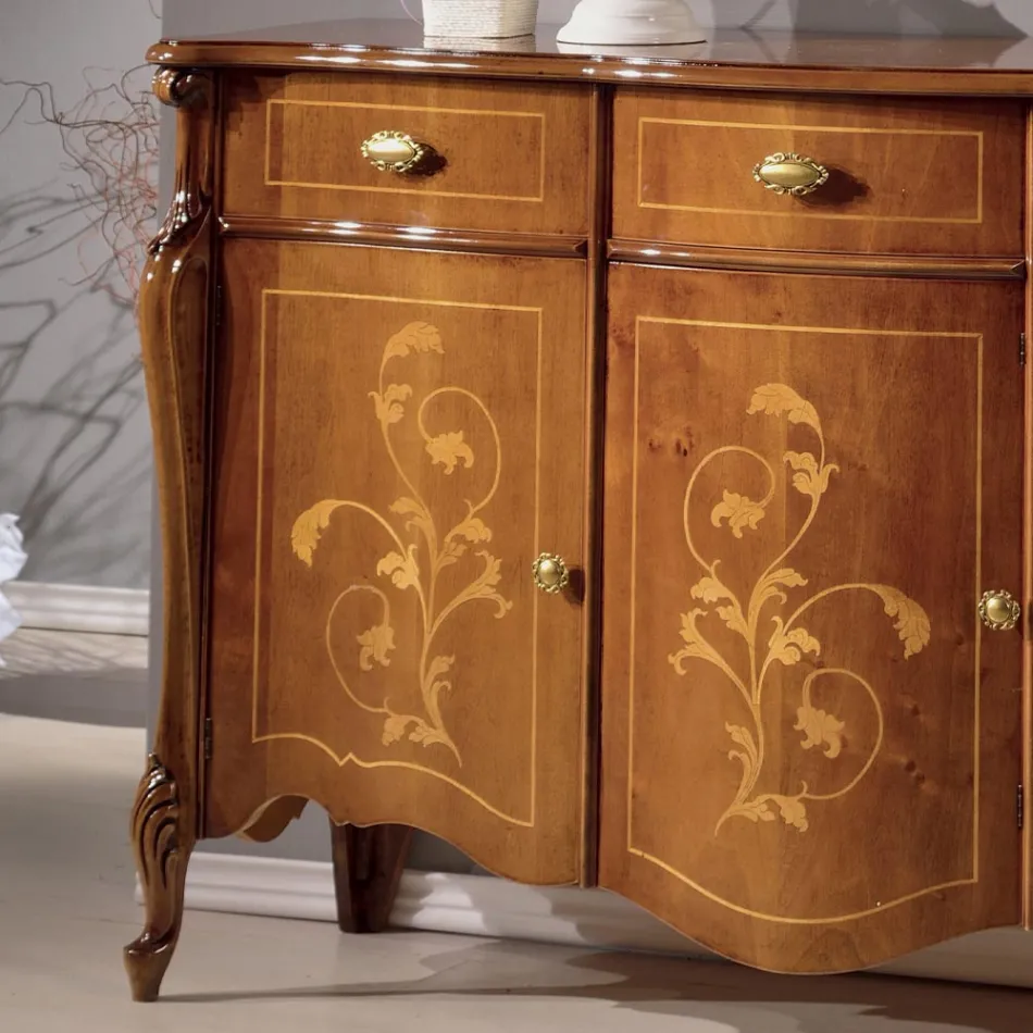 Credenza da Soggiorno in Legno Noce o Bianco Made in Italy - Ottaviano Viadurini