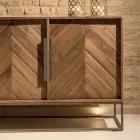 Credenza da Soggiorno in  Legno Tropicale Riciclato e Piedi in Metallo - Slide Viadurini