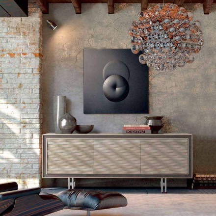 Credenza design moderno in legno massello, L192 x P 50 cm, Teresa  Viadurini