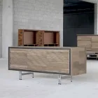 Credenza design moderno in legno massello, L192 x P 50 cm, Teresa  Viadurini