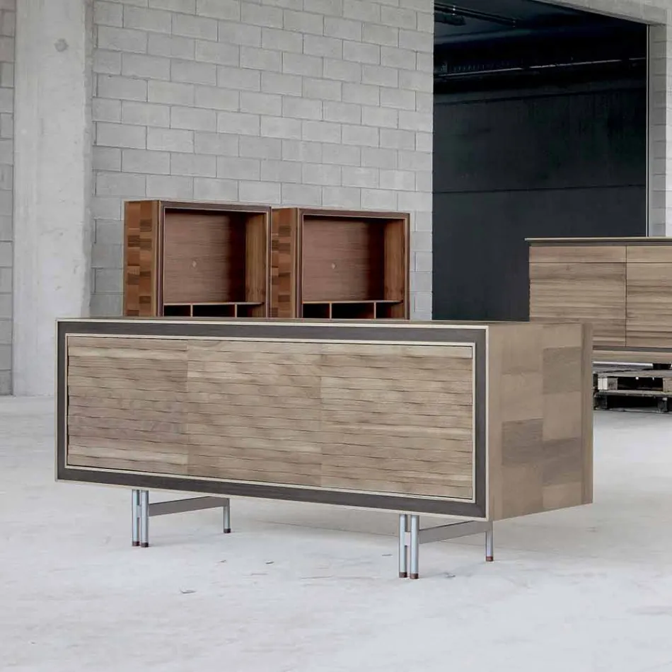 Credenza design moderno in legno massello, L192 x P 50 cm, Teresa  Viadurini