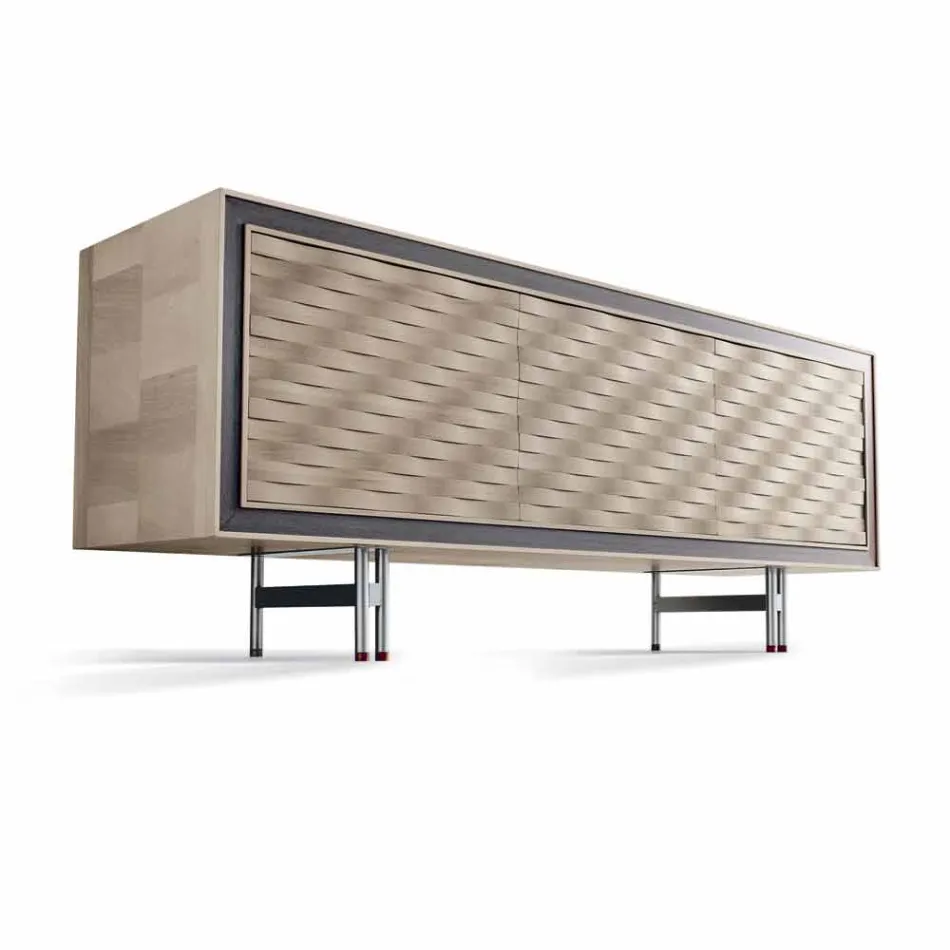 Credenza design moderno in legno massello, L192 x P 50 cm, Teresa  Viadurini