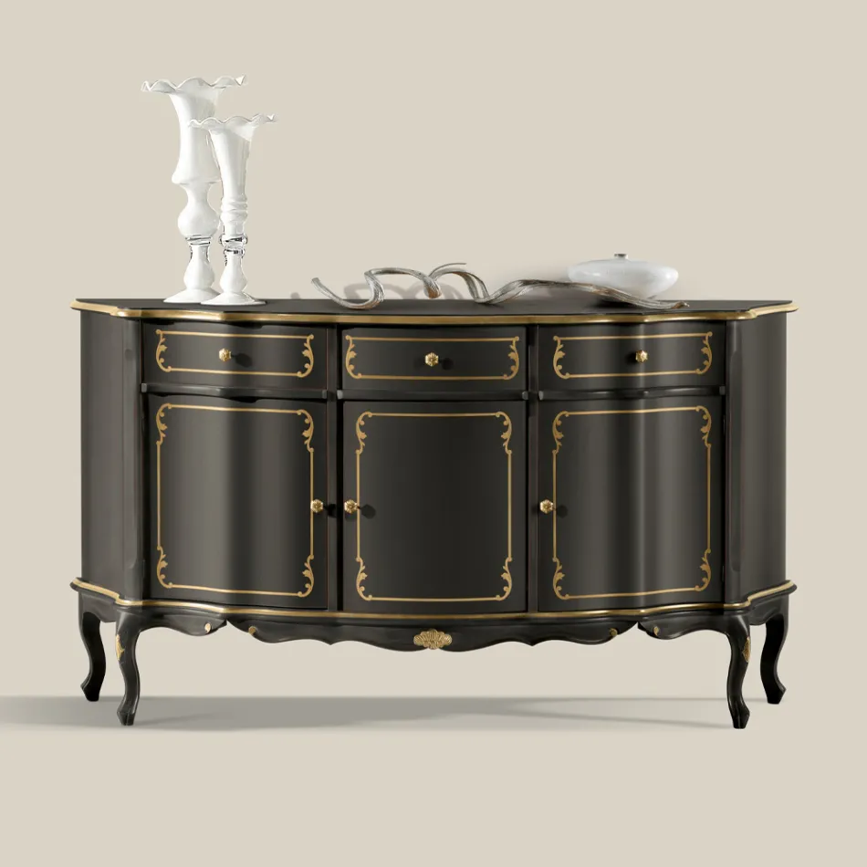 Credenza di Lusso con 3 Ante e 3 Cassetti in Legno Made in Italy - Leonor  Viadurini