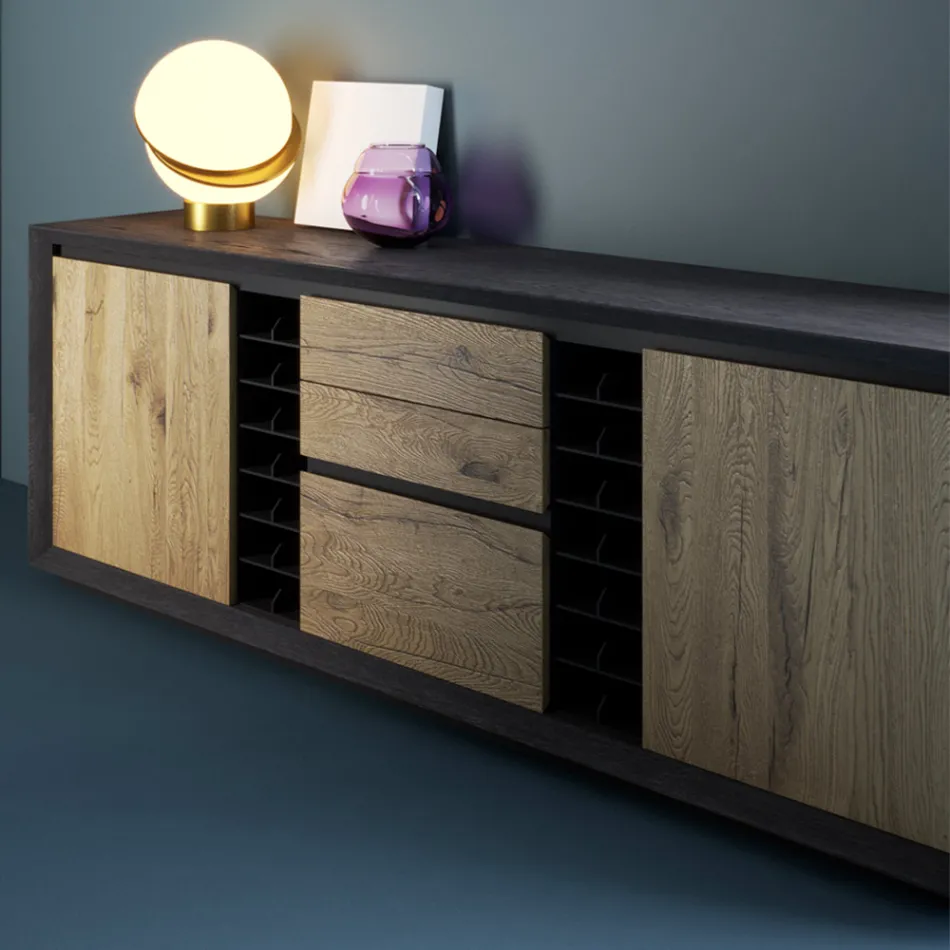 Credenza Impiallacciata su Truciolare di Pioppo Made in Italy - Leone Viadurini