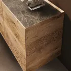 Credenza in Legno a 3 Ante con Base in Cristallo Temperato Made in Italy - Soraya Viadurini