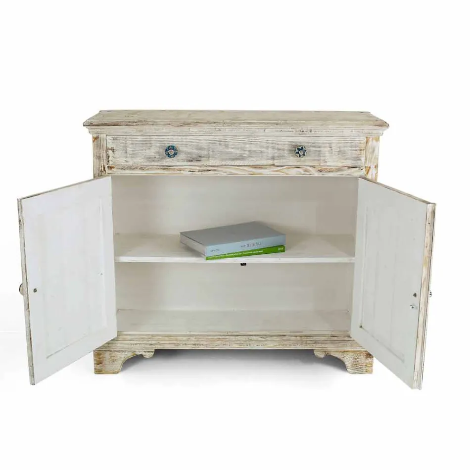 Credenza in Legno di Abete Massello con Ripiani Interni Made in Italy - Pierrot Viadurini