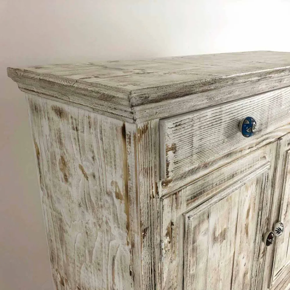 Credenza in Legno di Abete Massello con Ripiani Interni Made in Italy - Pierrot Viadurini
