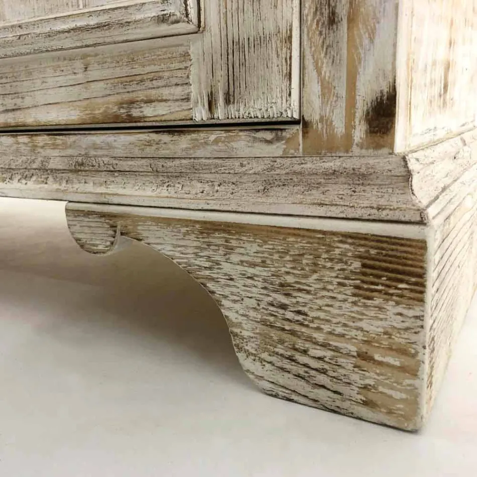 Credenza in Legno di Abete Massello con Ripiani Interni Made in Italy - Pierrot Viadurini
