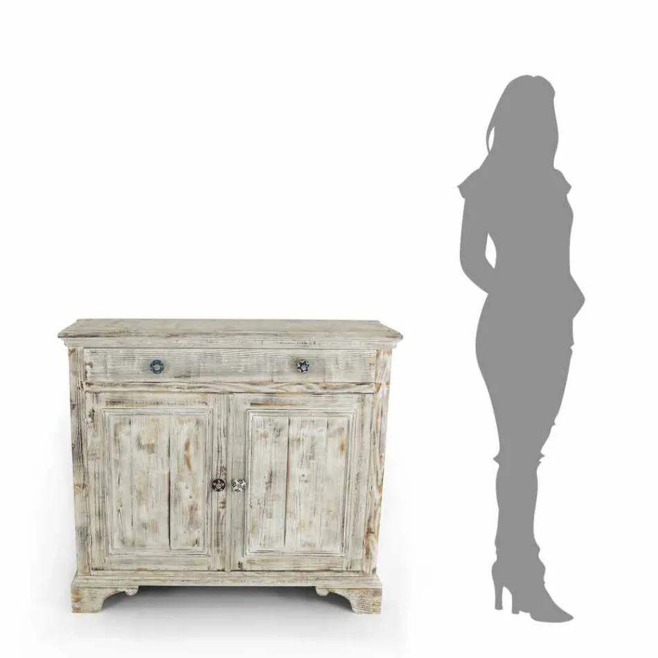 Credenza in Legno di Abete Massello con Ripiani Interni Made in Italy - Pierrot Viadurini