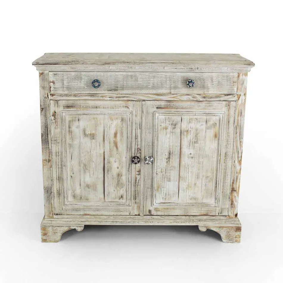 Credenza in Legno di Abete Massello con Ripiani Interni Made in Italy - Pierrot Viadurini