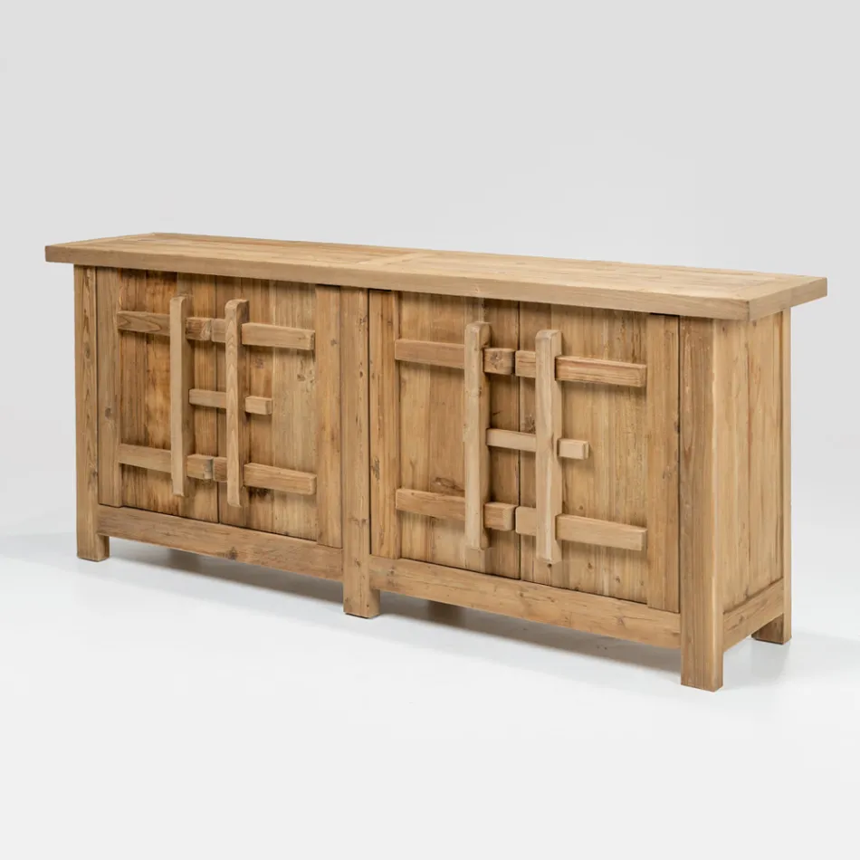 Credenza in Legno di Pino Naturale Invecchiato con 2 o 4 Ante - Aituno Viadurini