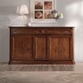 Credenza in Legno Finitura Noce Patinato con Decoro Giglio Made in Italy - Ciliegia