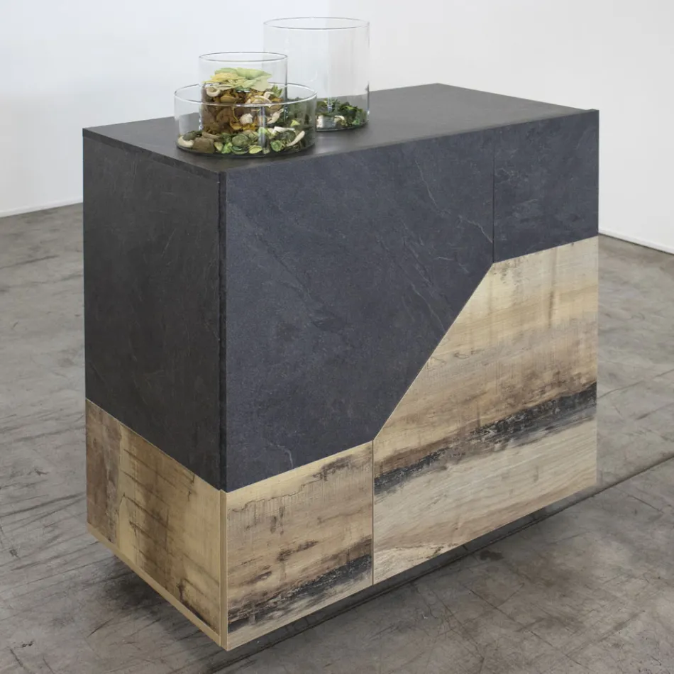Credenza in Legno Nobilitato 3 Vani e 2 Mensole Made in Italy - Alyssa Viadurini