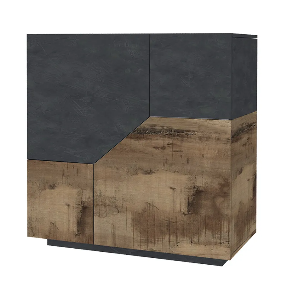 Credenza in Legno Nobilitato 3 Vani e 2 Mensole Made in Italy - Alyssa Viadurini