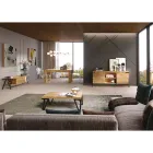 Credenza in Legno Rovere e Metallo con 2 Ante e Vano a Giorno Made in Italy - Jennifer Viadurini