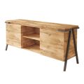 Credenza in Legno Rovere e Metallo con 2 Ante e Vano a Giorno Made in Italy - Jennifer