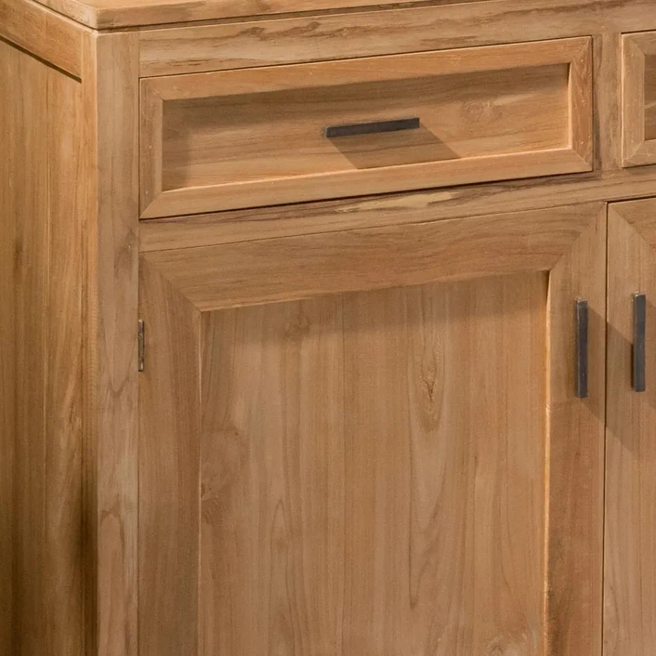 Credenza in Teak Massello con 3 Ante e 3 Cassetti - Sumo Viadurini
