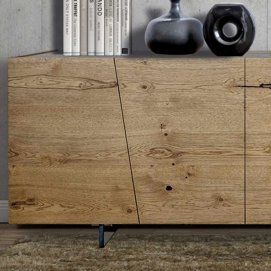 Credenza Living a 4 Ante in Legno Massello Made in Italy – Khal Viadurini