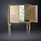 Credenza moderna con 2 ante in legno massello e pelle anilina Joy Viadurini