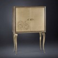 Credenza moderna con 2 ante in legno massello e pelle anilina Joy