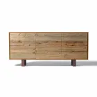 Credenza moderna con 3 ante noce naturale, L 215 x P 50 cm, Flora Viadurini
