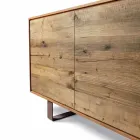 Credenza moderna con 3 ante noce naturale, L 215 x P 50 cm, Flora Viadurini