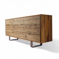 Credenza moderna con 3 ante noce naturale, L 215 x P 50 cm, Flora