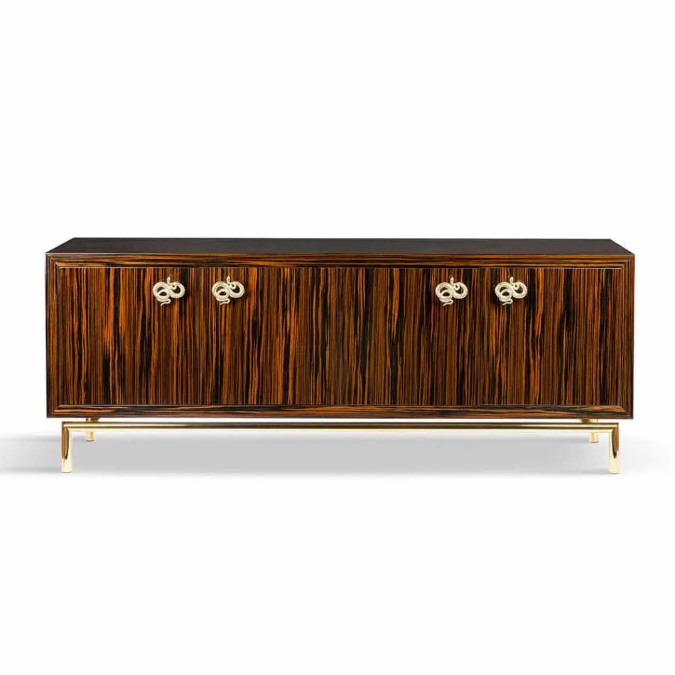 Credenza moderna con 4 ante in legno di ebano lucido Ada 2 Viadurini