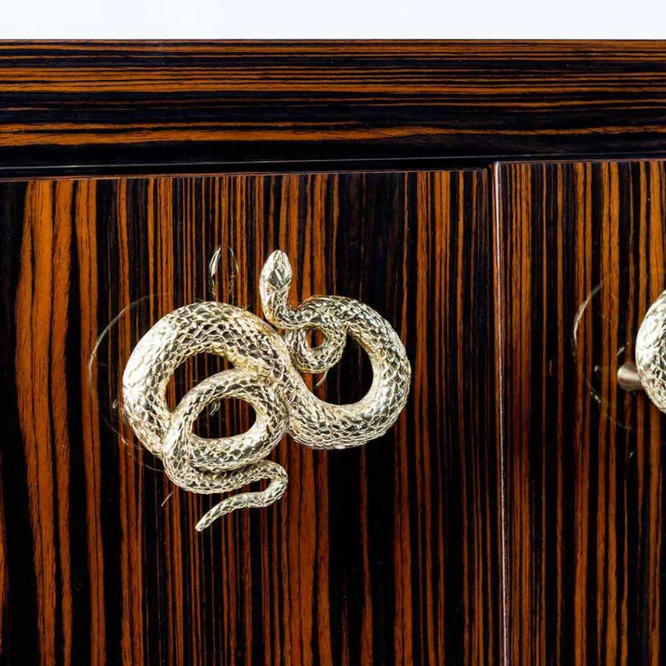 Credenza moderna con 4 ante in legno di ebano lucido Ada 2 Viadurini