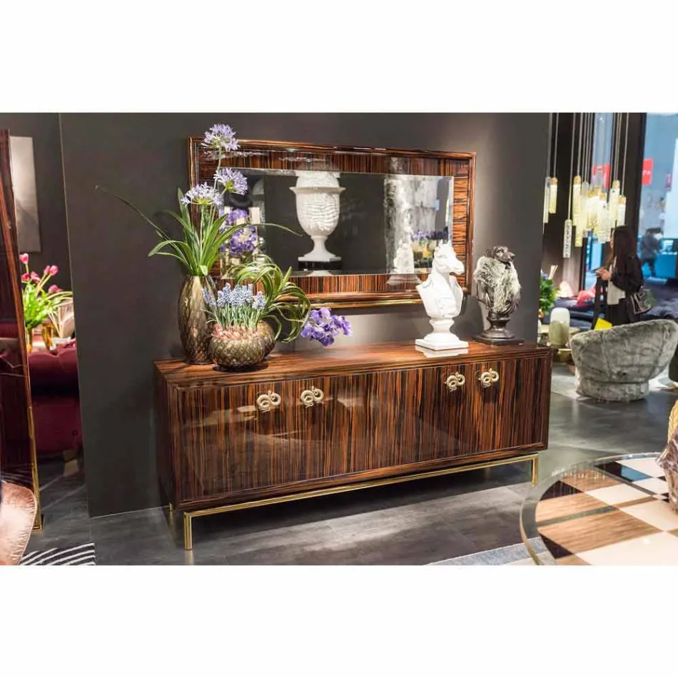 Credenza moderna con 4 ante in legno di ebano lucido Ada 2 Viadurini