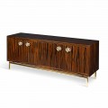 Credenza moderna con 4 ante in legno di ebano lucido Ada 2