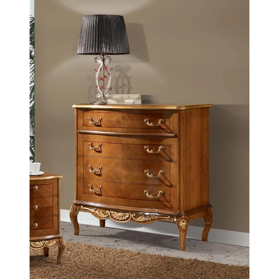 Credenza Salotto Classica Legno Bianco o Noce Made in Italy - Chantilly Viadurini