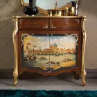 Credenza Soggiorno in Legno con Decoro Veneziano Made in Italy - Ottaviano Viadurini