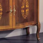 Credenza Soggiorno Legno Noce o Bianco e Intarsi Made in Italy - Katerine Viadurini
