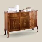 Credenza Soggiorno Legno Noce o Bianco e Intarsi Made in Italy - Katerine Viadurini