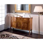 Credenza Soggiorno Legno Noce o Bianco e Intarsi Made in Italy - Katerine Viadurini