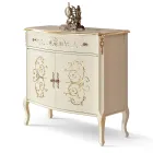 Credenza Soggiorno Legno Noce o Bianco e Intarsi Made in Italy - Katerine Viadurini