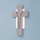 Crocefisso Bianco e Grigio Realizzato con Incisione Laser Made in Italy - Nadia Viadurini
