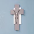 Crocifisso Bianco e Grigio Realizzato con Incisione Laser Made in Italy - Nadia