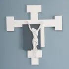 Crocefisso Realizzato con Incisione Laser Bianco e Ghiaia Made in Italy - Evelina Viadurini