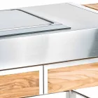 Cucina con Ruote da Esterno in Acciaio e Legno con teppanyaki - Buoncalliope Viadurini