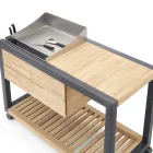 Cucina da Esterno 140x65x93 cm Realizzata in Teak Massiccio e Alluminio - Conviviale Viadurini