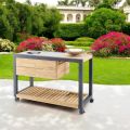 Cucina da Esterno 140x65x93 cm Realizzata in Teak Massiccio e Alluminio - Conviviale