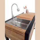 Cucina da Esterno 140x65x93 cm Realizzata in Teak Massiccio e Alluminio - Conviviale Viadurini